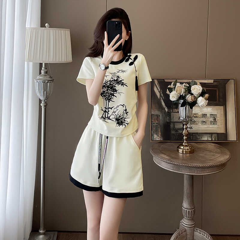欧货爆款短裤休闲跑步运动服套装女2025新款夏季时尚洋气时髦夏天