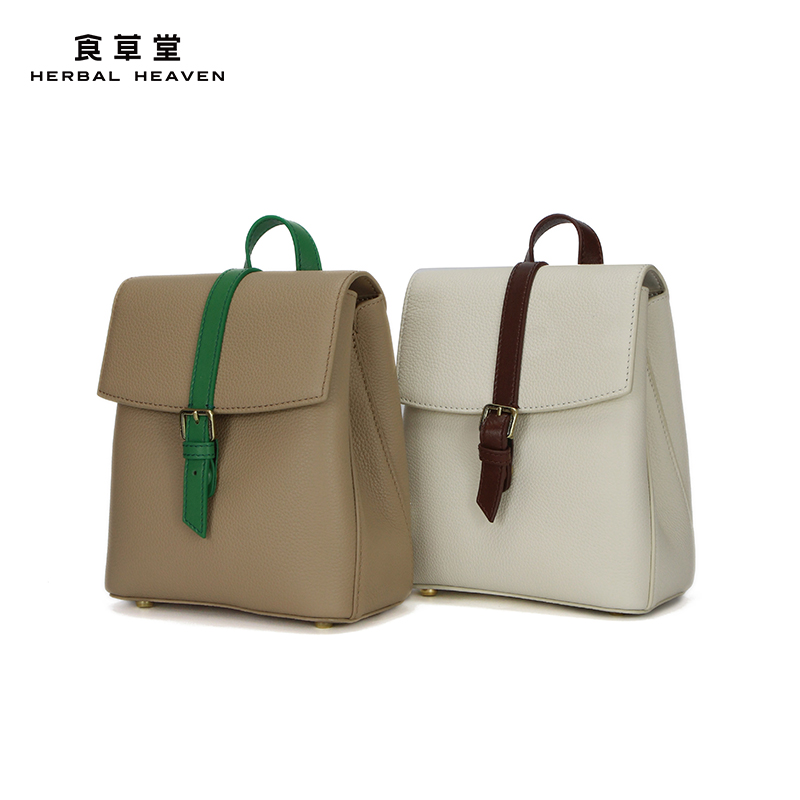 食草堂2022新款包包撞色双肩包时尚小背包女包zb-213