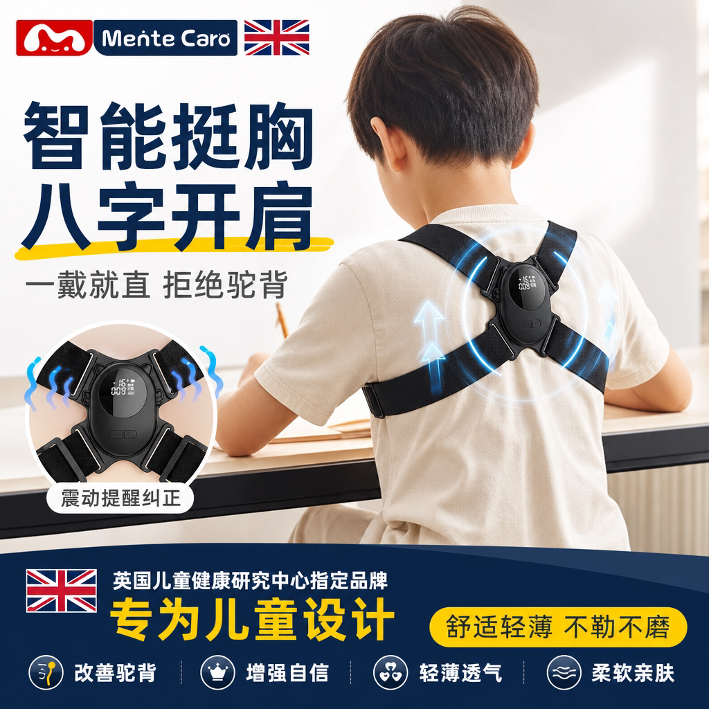 Mentecaro青少年驼背矫正带学生专用儿童6-12岁开肩矫姿背部纠正