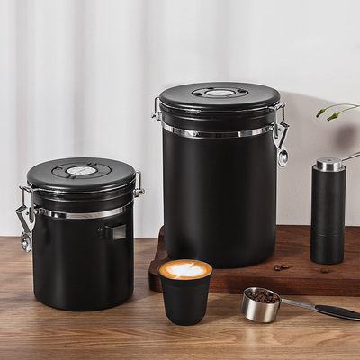 Bino同款咖啡豆保存罐不锈钢食品级咖啡粉密封罐单向排气阀储存