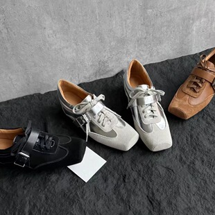 牛皮版~英伦小皮鞋内增高德训鞋女复古方头猪鼻子法式皮带扣单鞋