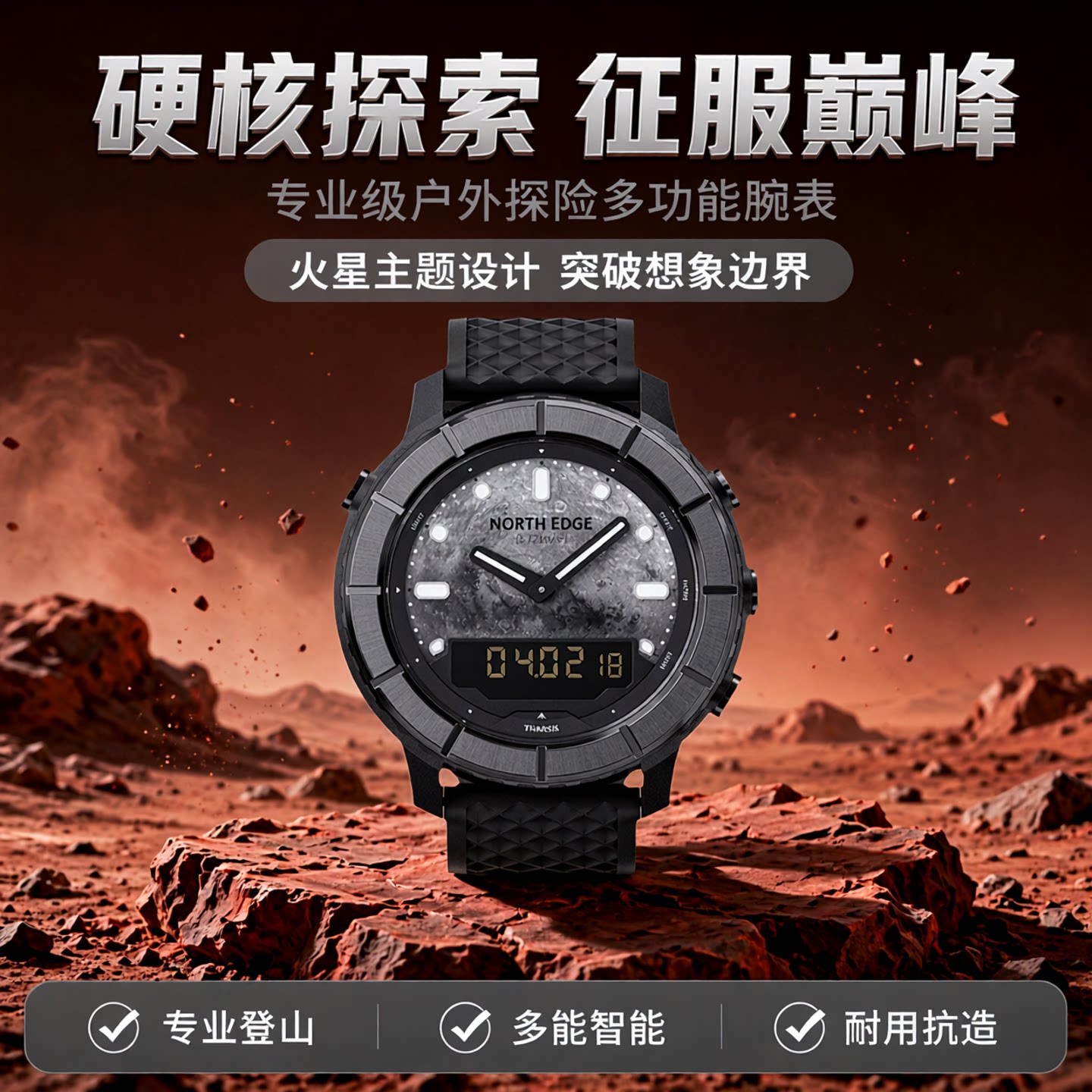 NORTH EDGE北界户外运动手表男专业登山探险多功能智能腕表