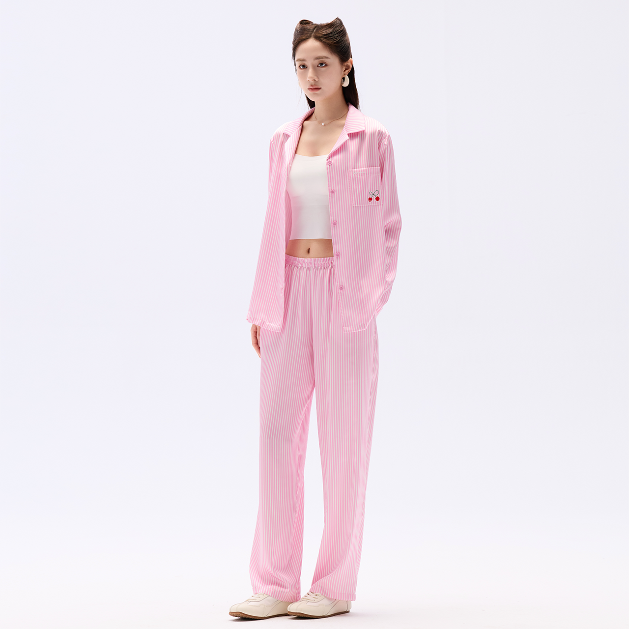 thumbnail for [Xiao Zhan with the same paragraph] cat people water light silk pajamas women's 2025 new summer couple ice silk can be worn outside home clothes
