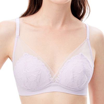 【商场同款】猫人内衣夏季薄鸢尾花蕾丝三角杯性感女大胸显小文胸