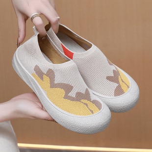 夏季新款老北京布鞋女一脚蹬透气网面鞋懒人鞋休闲时尚休闲鞋平底