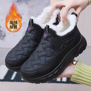 女加绒保暖老北京棉靴皮面防滑男女同款 绵羊毛棉鞋 雪地靴 新款 冬季