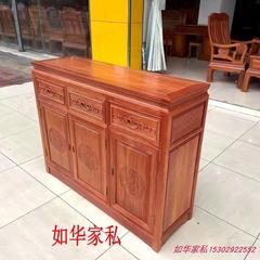 红木餐边柜实木茶水柜菠萝格多用多功能3门新中式加高收纳有层板
