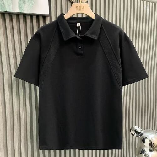 黑色短袖POLO衫男款夏季青少年重磅半袖衣服2026新款宽松男士T恤