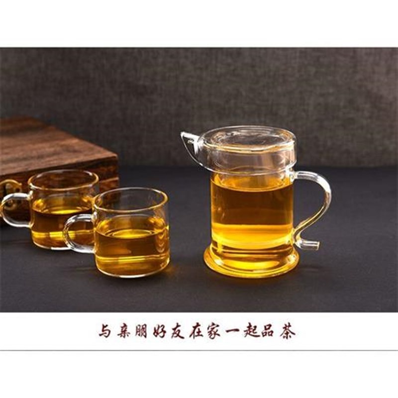 。加厚耐热玻璃S把雪菊壶红茶泡茶壶透明创意过滤U网公道杯带盖。