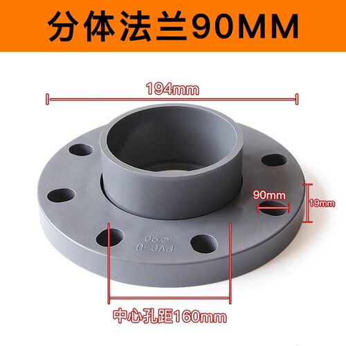 PVC法兰盘灰色一体圈连体法兰片座圆形接头dn32 50 63 90 160 200