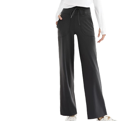 Esqua Athleisure 口袋阔腿裤女瑜伽直筒垂感运动裤运动长裤