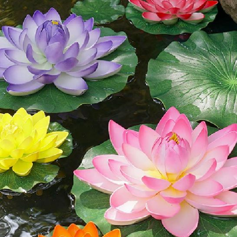 仿真荷花荷叶漂浮假睡莲花水池塘鱼缸供佛装饰摆件道具