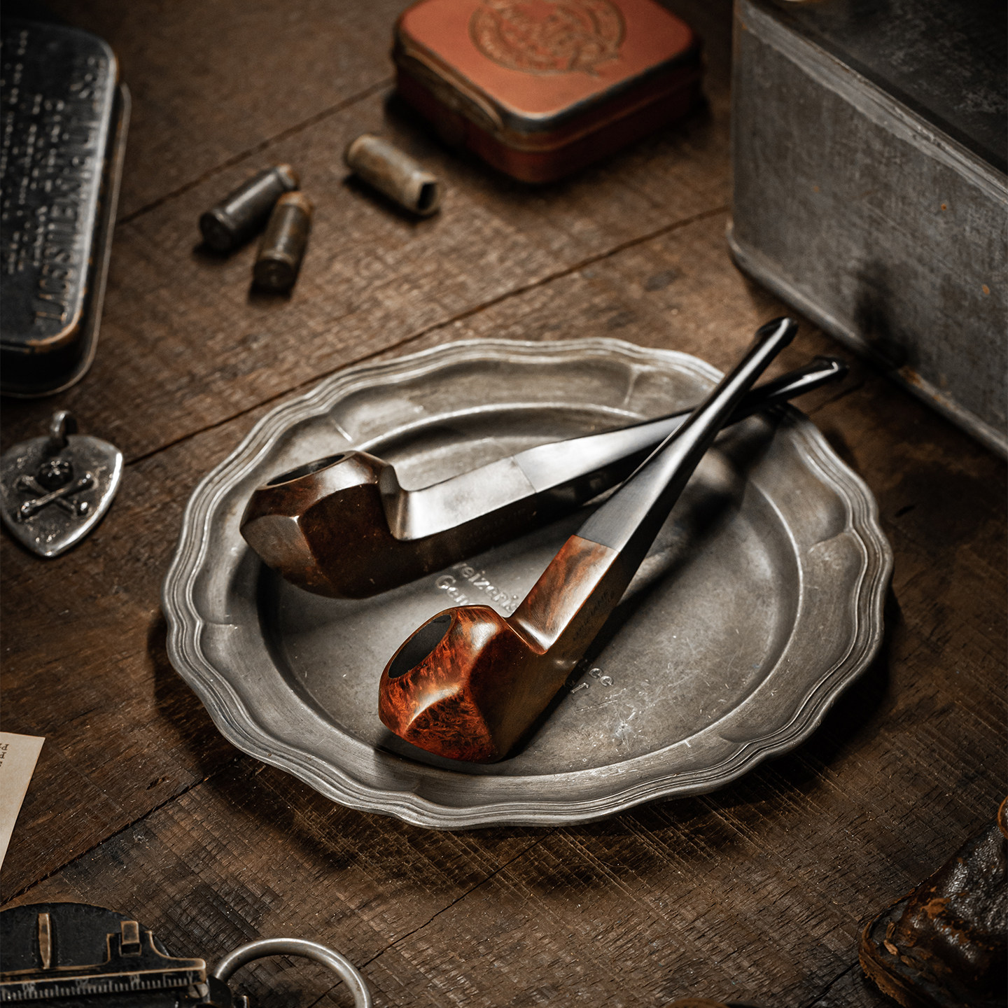 大汉烟斗WII双色大六角款阿尔及利亚石楠手工老斗法产60年代库存