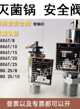 宁波甬安YA28X6T/8 10 15灭菌器全启式安全阀消毒锅配件0.24/0.28