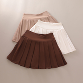 新款 速干高腰百褶裙瑜伽运动健身短裙 女户外假两件防走光网球裙