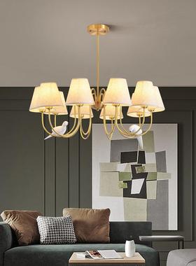 全村铜创灯美式吊灯客厅北欧简约现代卧室书房餐乡厅意小3608鸟灯