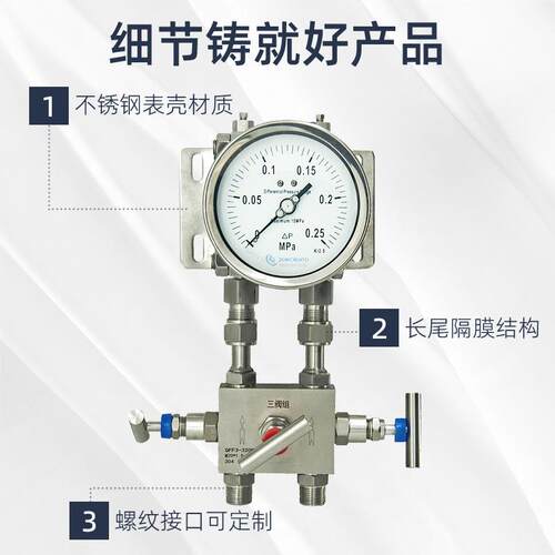 双膜高静压差压表锈钢液态低温储瓘液位片计液PCA化天不气过滤器