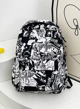 涂鸦漫画书包男生初中生大学生潮牌背包男女时尚潮流高中生双肩包