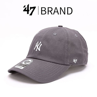 韩版 洗水软顶NY弯檐 47brand棒球帽鸭舌帽LA遮阳帽男女藏青色四季