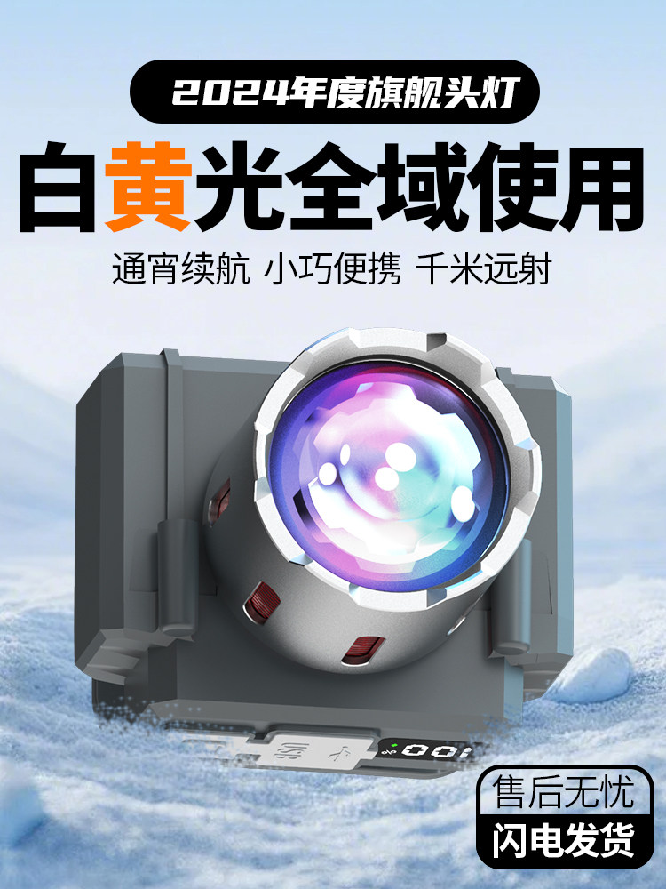 头灯强光超亮充电新款双光源户外钓鱼头戴式矿灯续航超长续航锂电