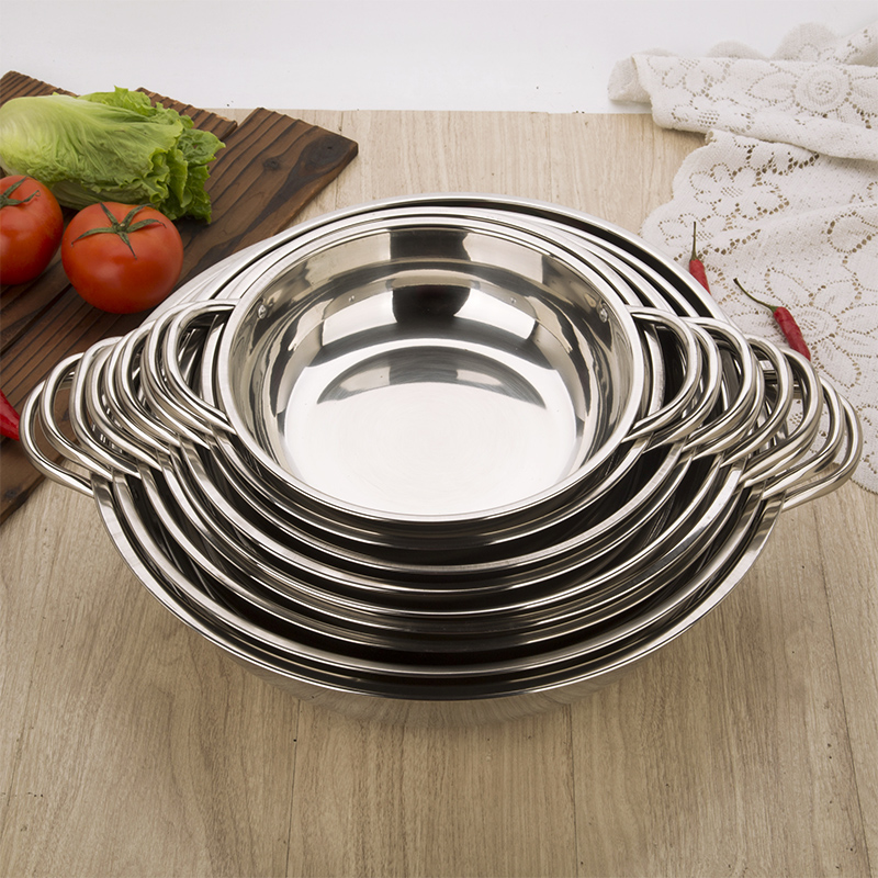 不锈钢火锅盆加厚商用家用双耳小w肥羊清汤锅电磁炉专用24CM--40C