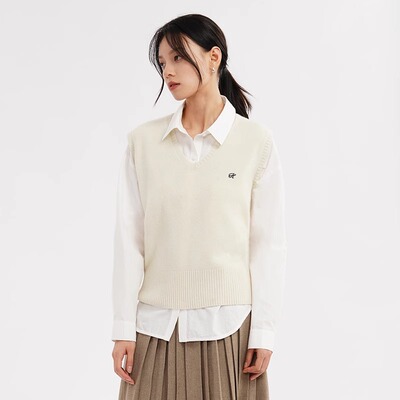 CXX设计师款针织马甲简约V领百搭无袖CXXK08Z501N0001春