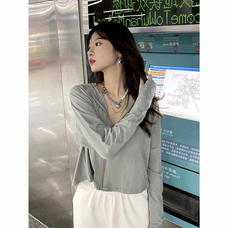 纯色短款开衫衣女性款夏季2024新款宽松薄款冰丝透气百搭外套热卖