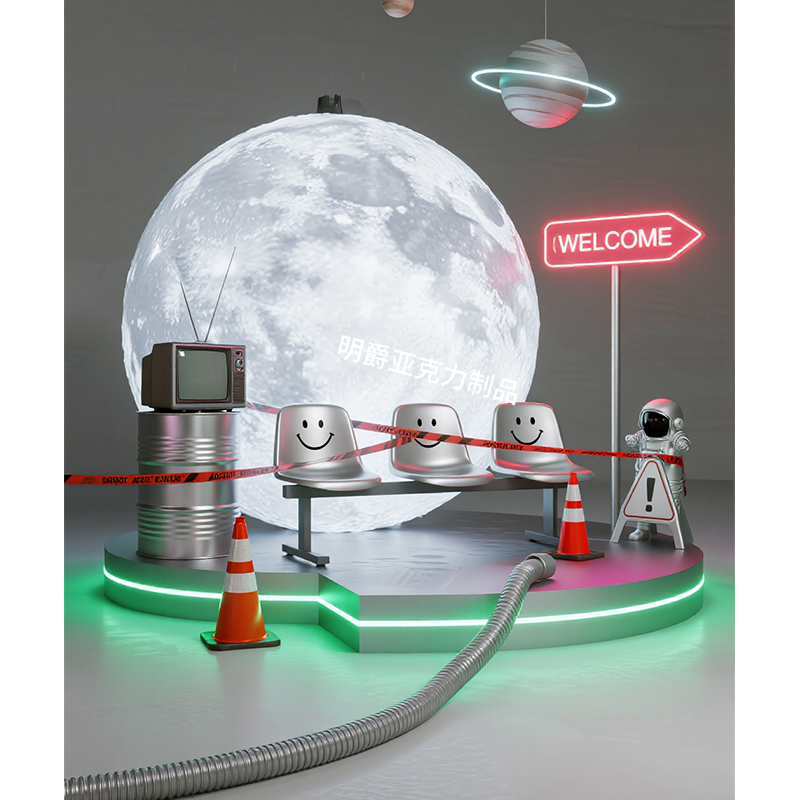 橱窗设计道具发光UV地球定制