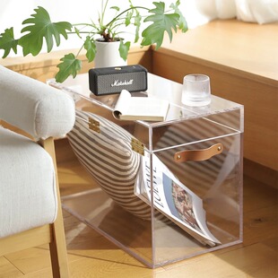 简约高级透明亚克力箱茶几两用翻盖超大形储物盒书籍玩具收纳防尘