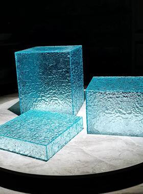 透明亚克力蓝色水波纹创意蛋糕点心茶歇台果盘装饰地台底座轻奢