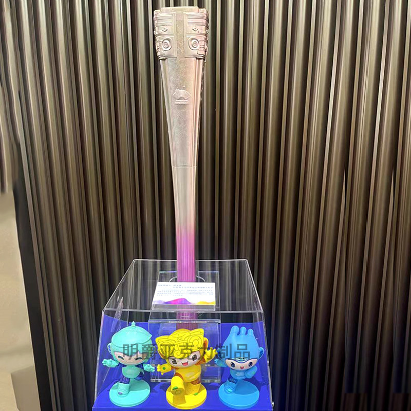 火炬展示架子高透明亚克力展台加厚底座博物馆陈列架摆件台透明罩