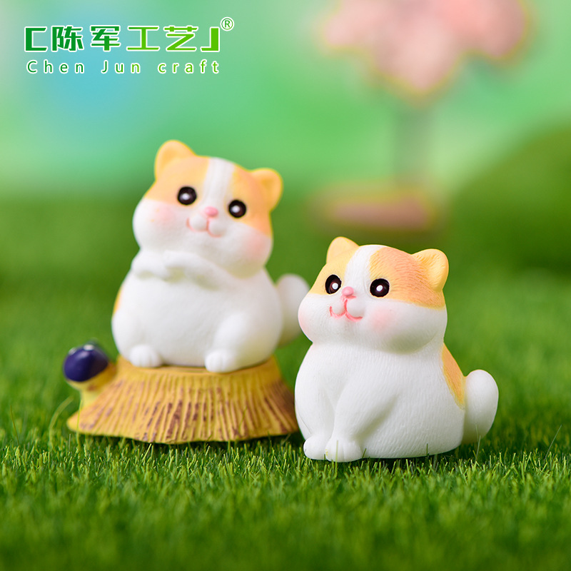 来样可加工新款花纹橘猫系列微景观diy园艺造景配件 可爱小橘猫篮