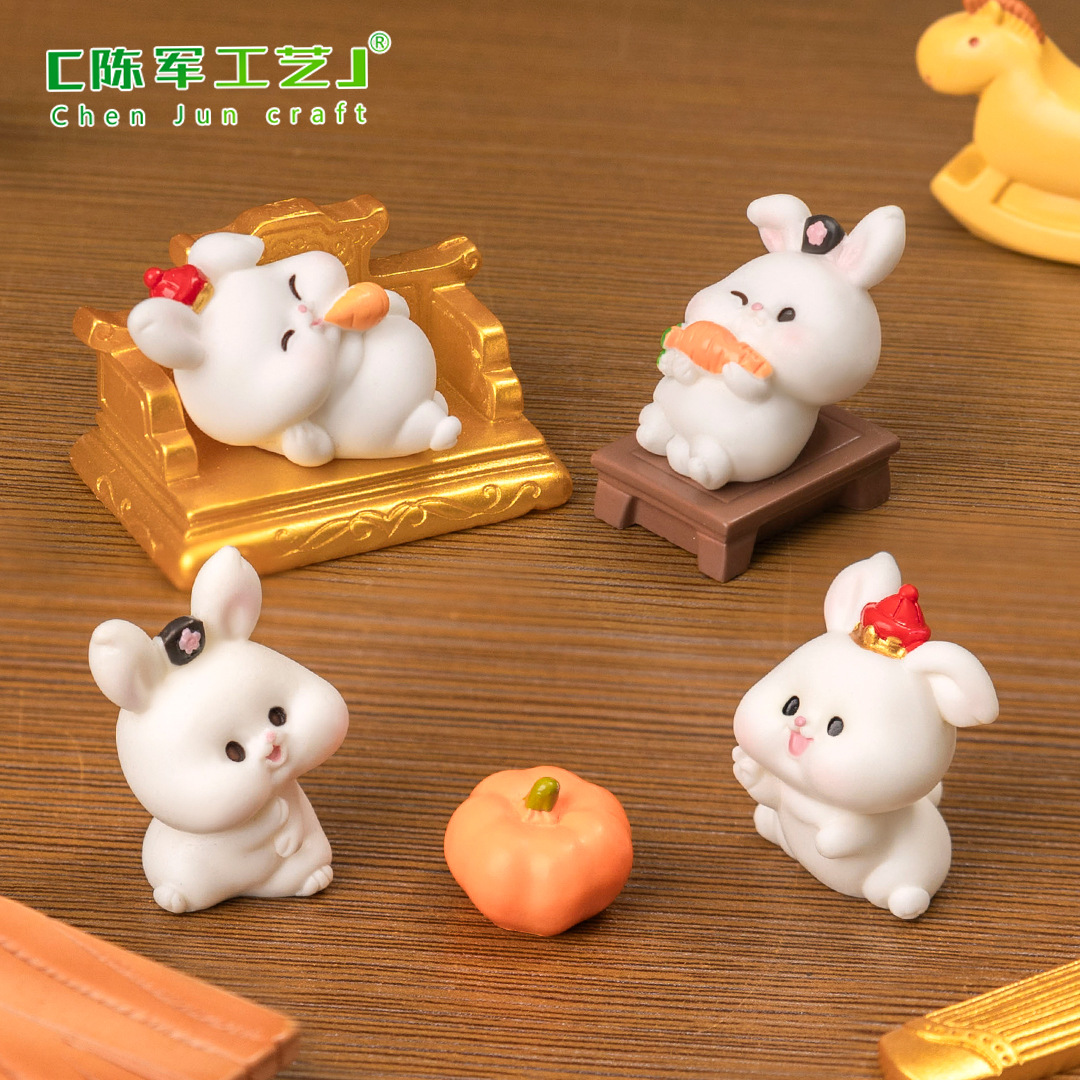 装饰配件微景观创意可爱天宫新年小兔子diy装饰品盲袋配件迷你桌