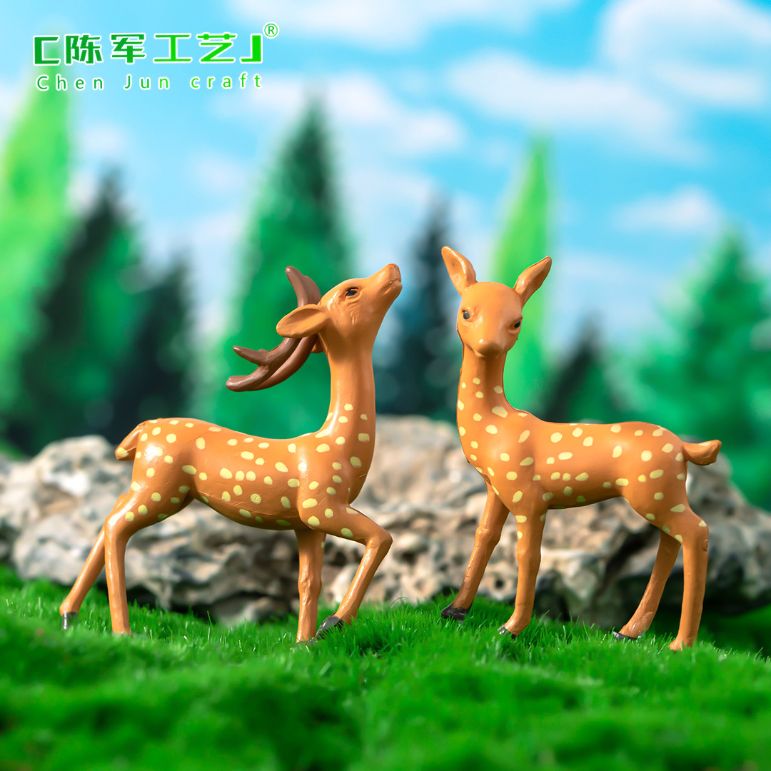 定制外贸微景观摆件梅花鹿造景森林DIY摆件装饰创意园艺小摆件 塑