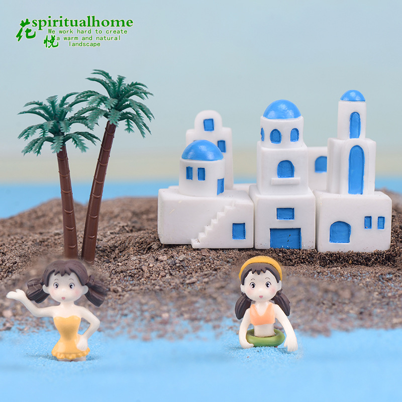 可代加工微景观摆件DIY多肉楼建筑装饰地中海房子摆件创意盆景 树