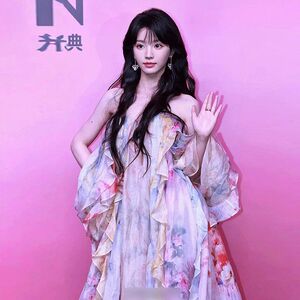 田曦薇同款连衣裙晚宴聚会国风深v领花仙子仙女裙抹胸吊带礼服裙