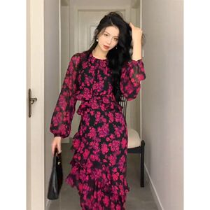【当日发】春季绝美气质独特高级感超好看高端精致碎花长袖连衣裙