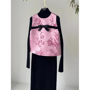 秋季轻奢法式高级感高端精致正式场合新中式国风马甲黑色连衣裙女