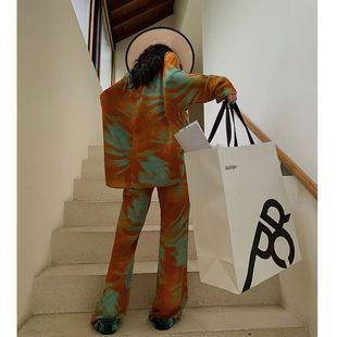 当当Somes“落日琥珀”夏季新款 慵懒休闲印花套装高级感两件套