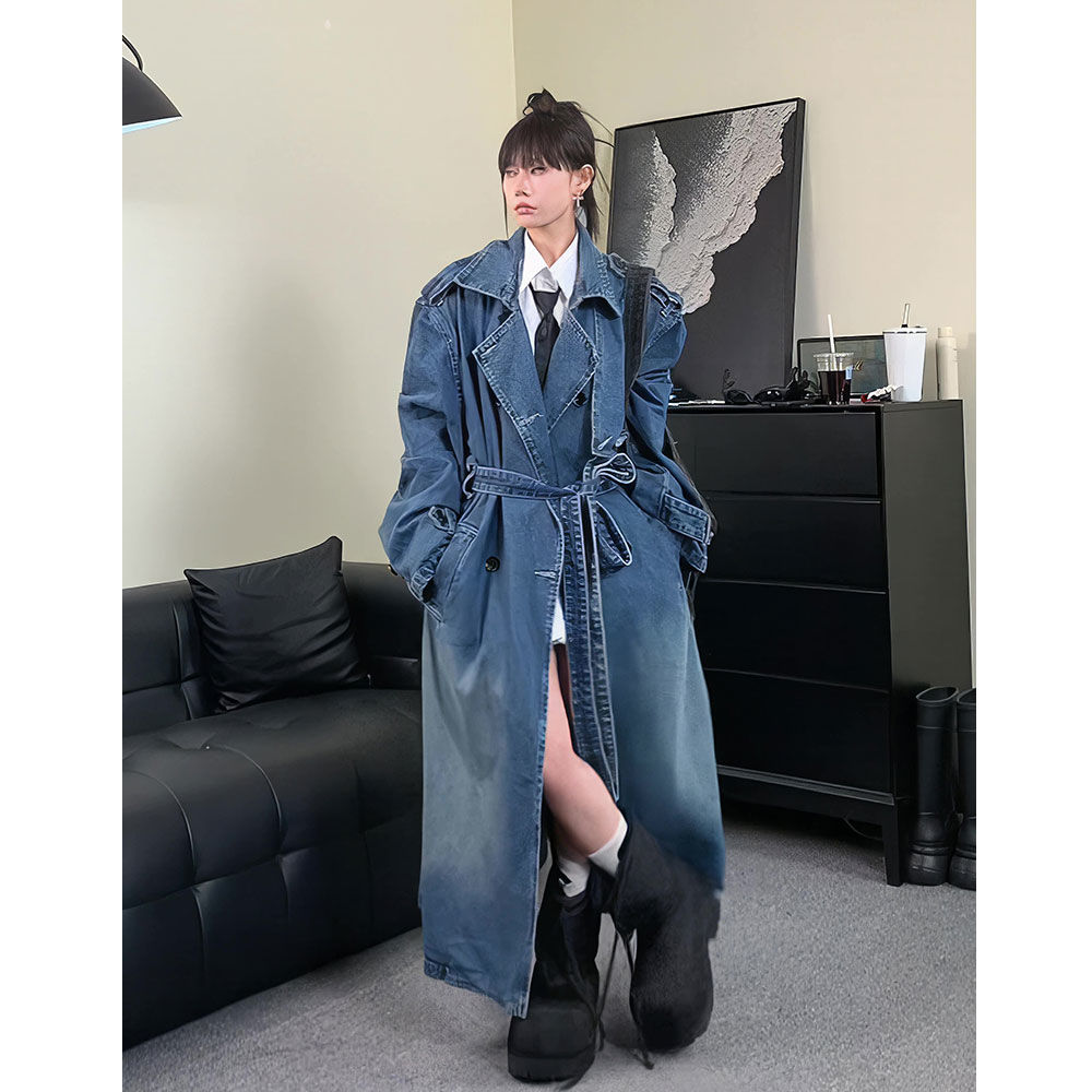 2025新款复古蓝色双排扣