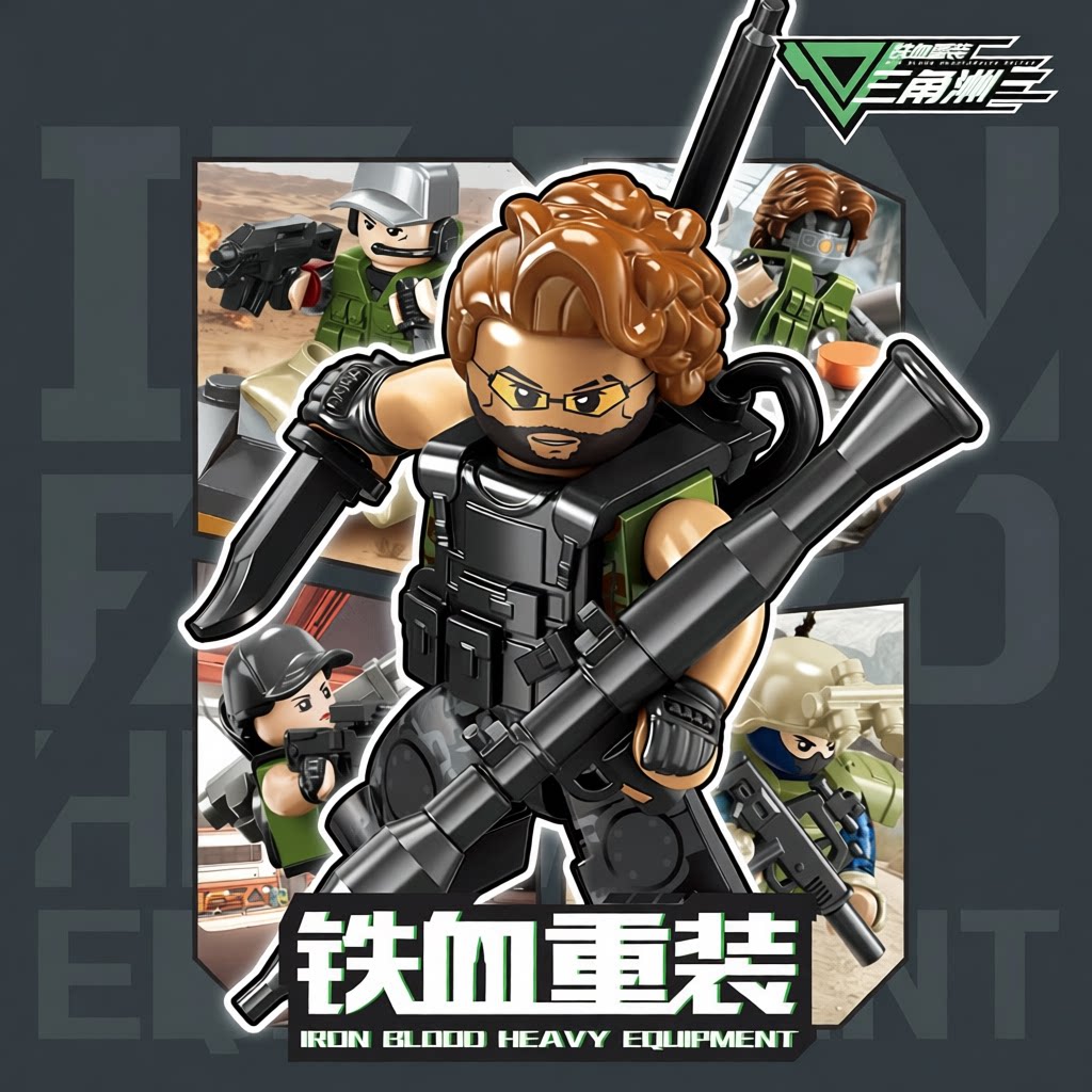森宝积木套装铁血重装军事人仔武器士兵组装模型男孩拼装玩具礼物