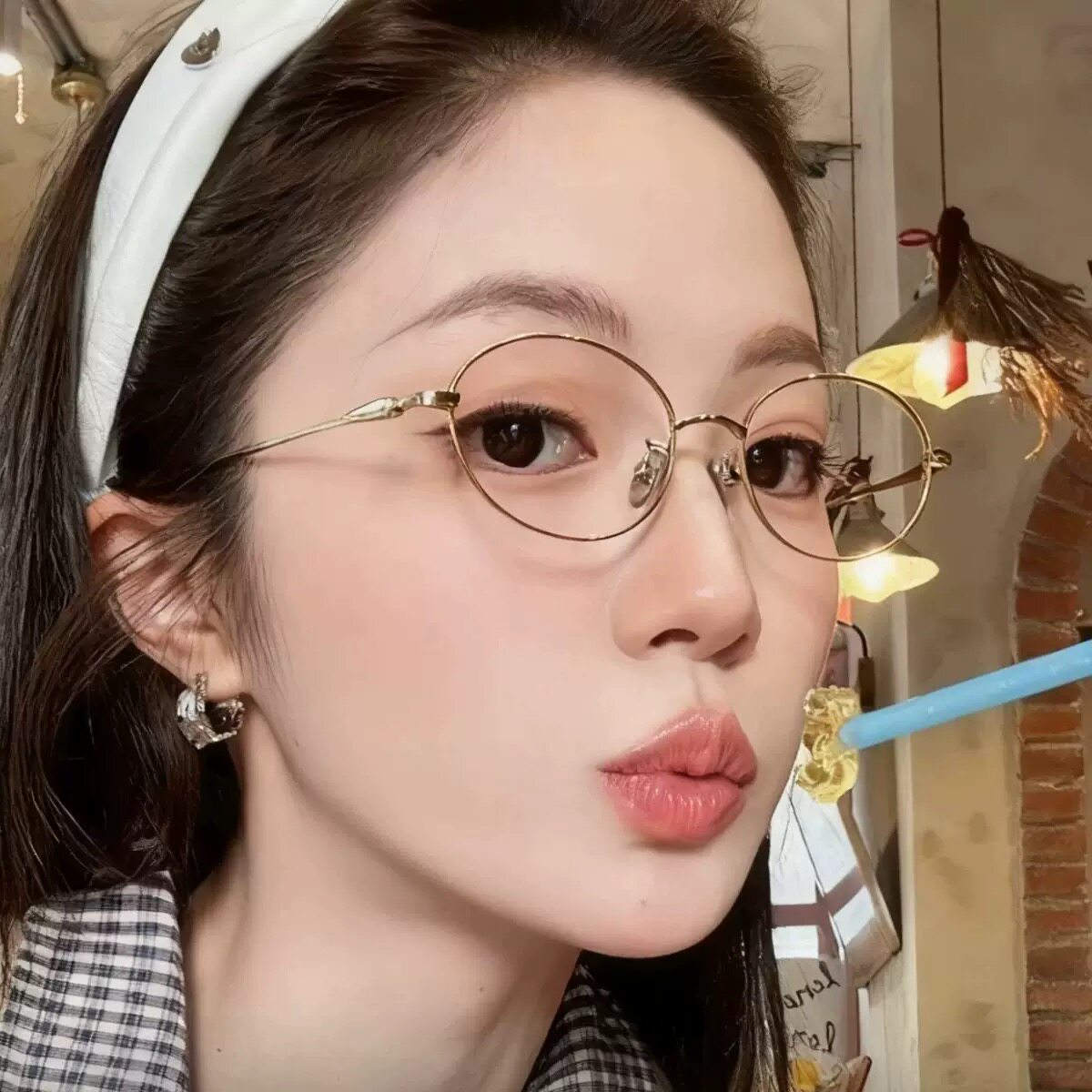 3分月光椭圆素颜金丝女式超轻眼镜框近视可配高度数小框小脸眼镜