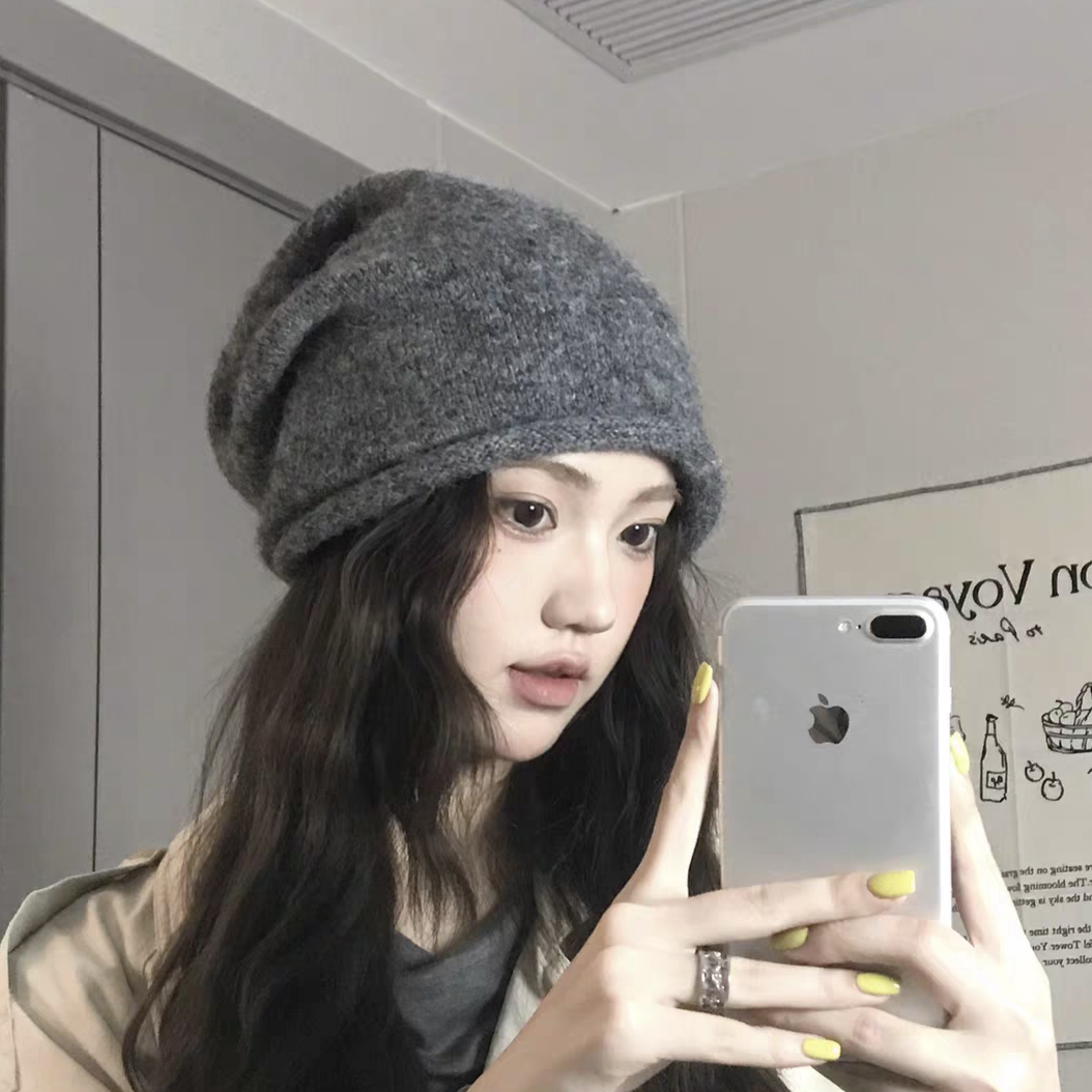 3分月光 韩系复古毛线帽女秋冬保暖护耳时尚针织帽子显脸小冷帽