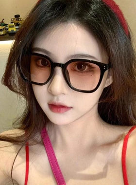 森蓝家墨镜女日落色渐变黑框高级感圆脸显脸小防紫外线太阳眼镜