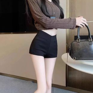 高腰紧身弹力包臀百搭辣妹休闲热裤 韩版 女夏外穿2025新款 黑色短裤
