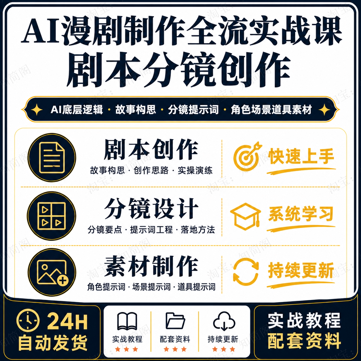 AI漫剧制作全流程课程剧本分镜提示词角色场景道具素材实操教学