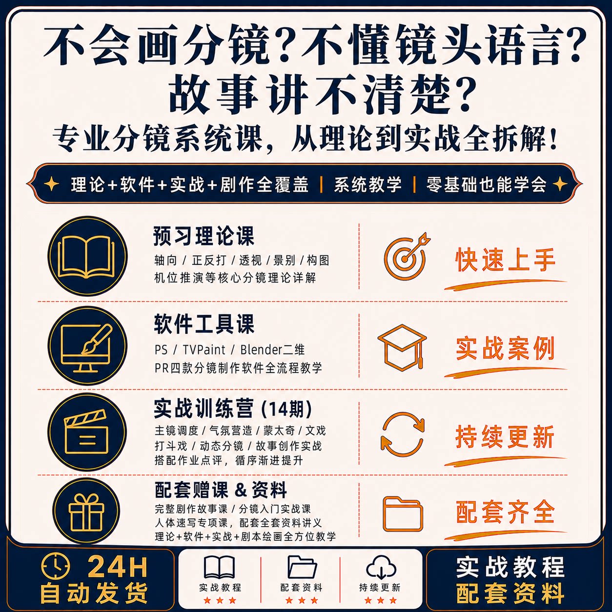 专业分镜系统教程实战训练课程从理论到实践零基础教学配套齐全