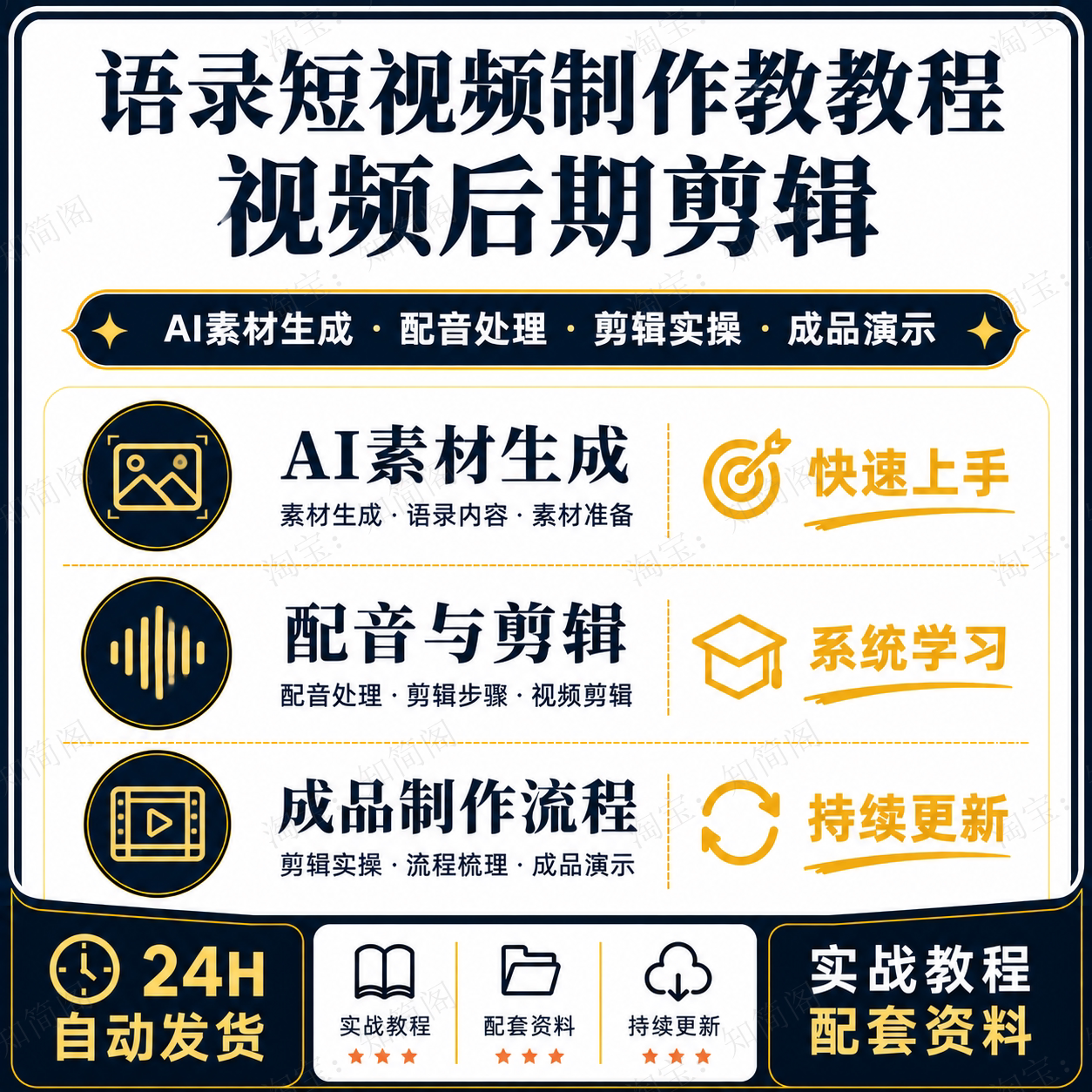 AI短视频制作教程语录二创素材生成配音剪辑实操飞书文档资料