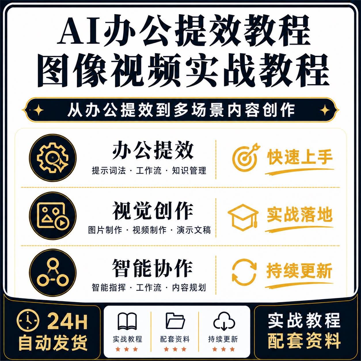 AI办公提效图像视频PPT数字人工作流实战教程提示词知识库智能体