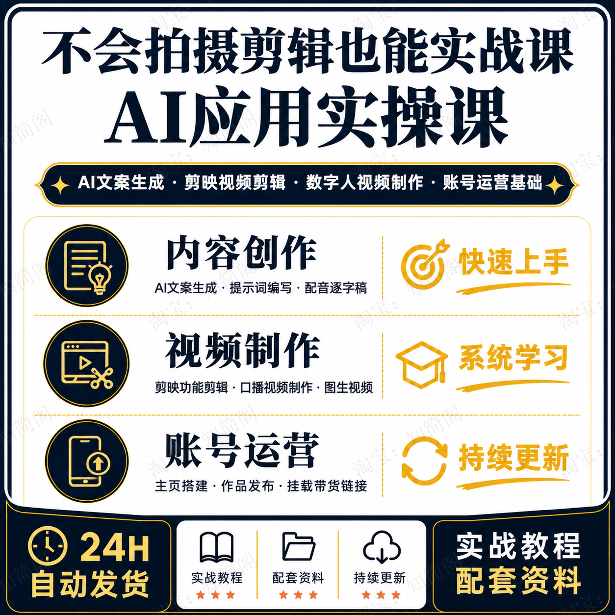 AI短视频零基础创作实操课剪映剪辑数字人视频账号运营带货基础